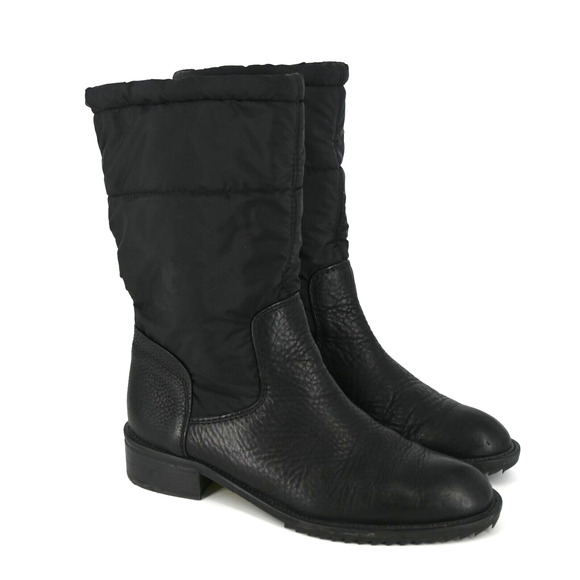 Pedro Garcia | Black Leather Nylon Draw String Boots Size 10 - Picture 1 of 11